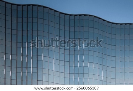 Similar – Image, Stock Photo Glass wavy facade of an office building