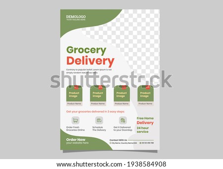 Grocery Delivery flyer Design. Food Flyer Template, fresh groceries. Grocery store, Shopping, Supermarket, Fresh food, Home delivery, Web page design template for Grocery store, Online Market Store