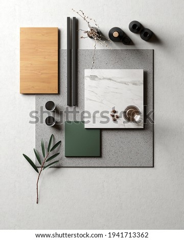 Mood board. Material samples interior design 商業照片 © 