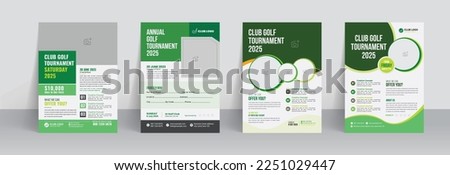 Golf tournament flyer template with sports event poster and annual brochure cover design