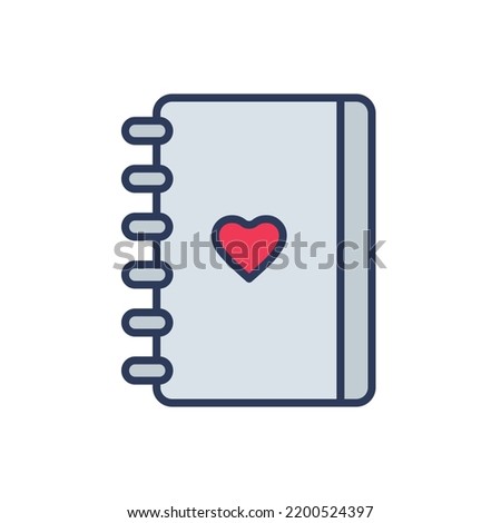 Flat filled outline valentine vector icon of invitation