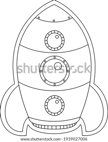 Vector Children rocket. Simple lines without fill