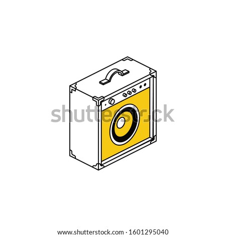 Bass guitar combo amp. Vector line, 3d stroke isometric, color web icon, new flat style. Creative illustration design, abstract idea for infographics.