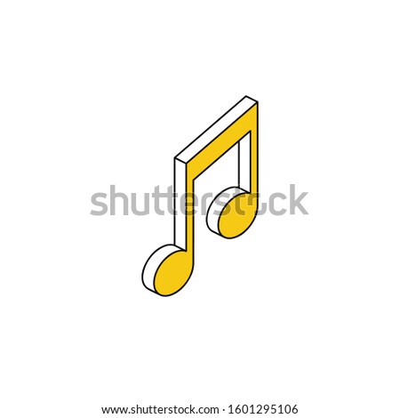 Music note. Vector line, 3d stroke isometric, color web icon, new flat style. Creative illustration design, abstract idea for infographics.