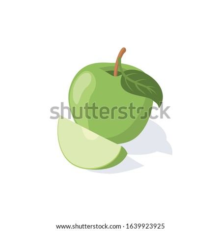 Green apple vector 3d isometric, color web icon, new flat style. Creative illustration design, idea for infographics.