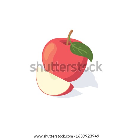 Red apple. Vector 3d isometric, color web icon, new flat style. Creative illustration design, idea for infographics.