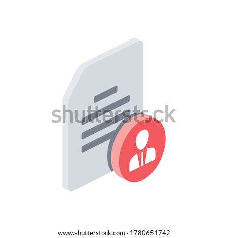 Man document. Vector 3d isometric, color web icons set, new flat style. Creative illustration, idea for infographics.