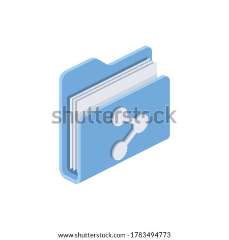 Share folder. Vector 3d isometric, color web icons set, new flat style. Creative illustration, idea for infographics.