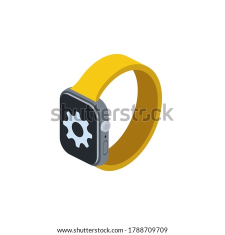 Smart watch cog optimization. Vector 3d isometric, color web icons set, new flat style. Creative illustration, idea for infographics.