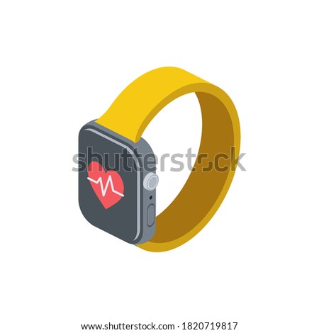 Smart watch pulse heart. Vector 3d isometric, color web icons set, new flat style. Creative illustration, idea for infographics.