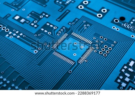 Similar – Image, Stock Photo Electronic circuit board. Semiconductor motherboard circuit board technology. Mainboard of computer. Integrated semiconductor microchip on green circuit board. Hi-tech industry and computer science.