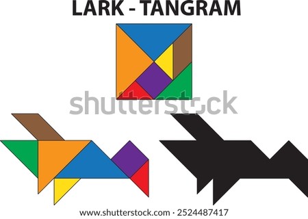 Larks Tangram Puzzle. Education and Creativity.