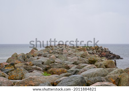 Rocky coastal landscape scene at shore of ocean. High quality photo Photo stock © 