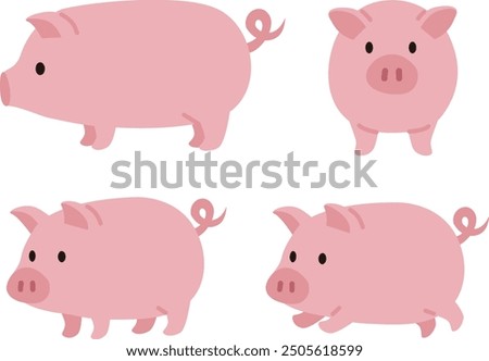 Simple and cute pig illustration set