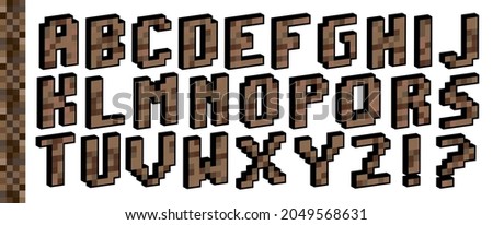 wooden alphabet letters 3D 8 bit