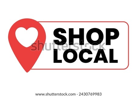 shop local icon with pointer position and heart illustration