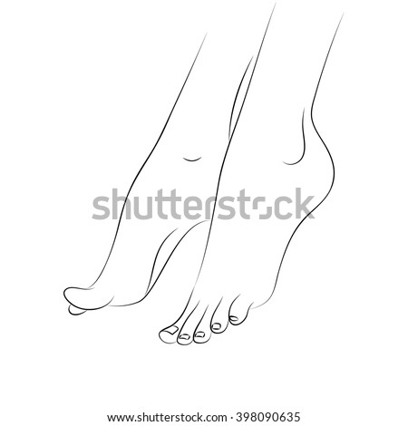 Woman'S Feet Outline Vector Isolated On White Background. Pedicure ...