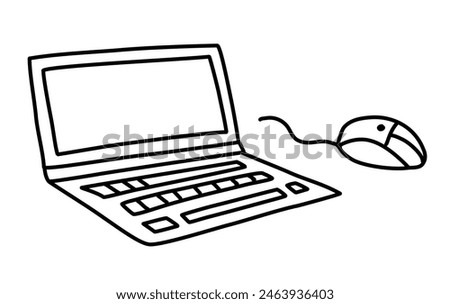 Laptop and mouse. Vector illustration