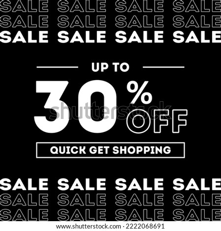 Sale up to 30% off Shopping day Poster or banner with gift box. Sales banner template design for social media and website. Quick get a Discount.