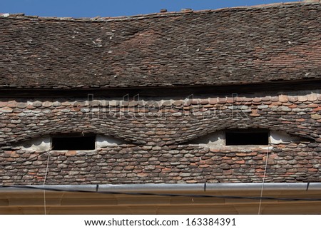Eyebrow windows on tiled roofs in Eastern Europe
