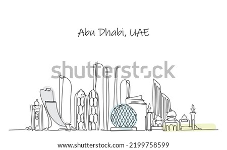 Abu Dhabi City Line Art City Vector Illustrations Cityscape