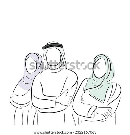 Line art vector of Ara Business people. Arab culture and business.