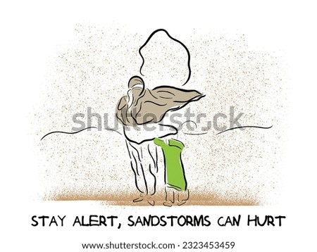 line art vector of sandstorm. dust and sand storm awareness day