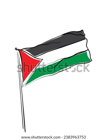 hand drawn line art vector of palestinian flag. Long live palestine.