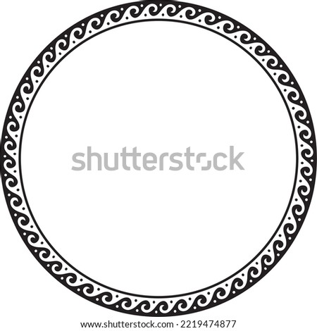 Vector round monochrome classic frame. Greek wave meander. Patterns of Greece and ancient Rome. Circle european border.