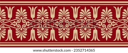 Vector red s ancient greece seamless ornament. Classic Endless pattern frame border Roman Empire.
