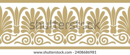 Vector golden seamless classic greek ornament. Endless European pattern. Border, frame Ancient Greece, Roman Empire.
