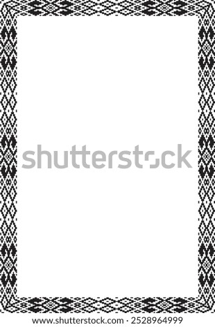 Vector black monochrome square belarusian national ornament frame. Ethnic pattern rectangle of Slavic peoples, Russian, Ukrainian, Serb, Pole, Bulgarian. Cross stitch template
