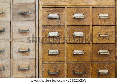 Old rustic cabinets with small compartments