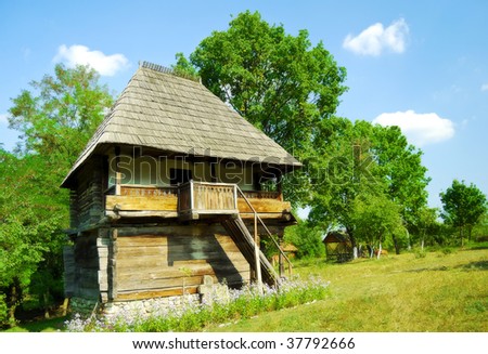 Old wooden house in nature scene from Romania