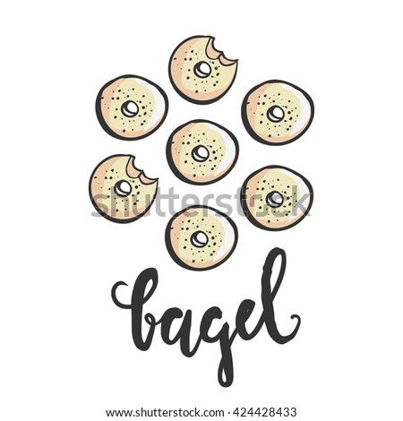 Bagel hand drawn illustration. Can be used for t-shirt, banner, card and other design projects.