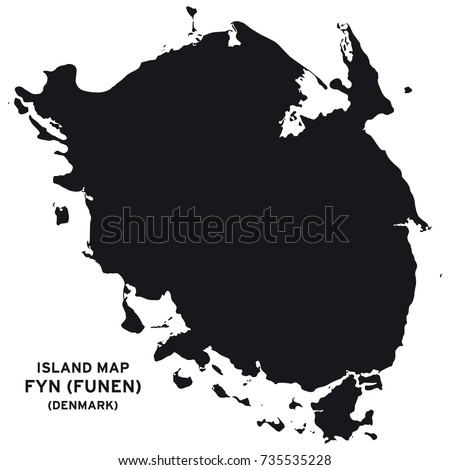 Island map of Fyn or Funen, Denmark