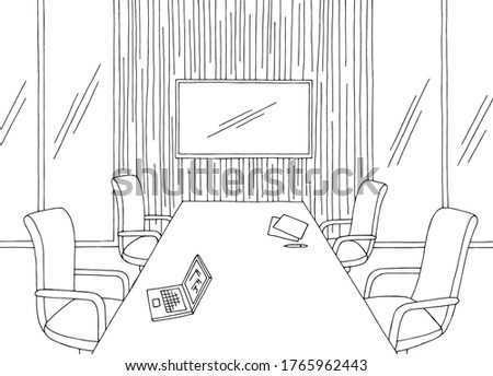 Conference room office vertical garden interior graphic black white sketch illustration vector Stockfoto © 