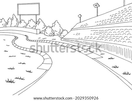 Race track sport graphic black white sketch illustration vector