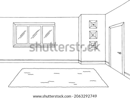Room graphic black white empty home interior sketch illustration vector  Stockfoto © 