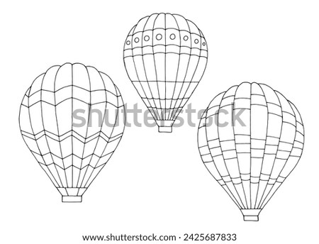 Air balloon set black white isolated illustration vector