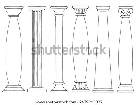 Column set graphic black white isolated sketch illustration vector 