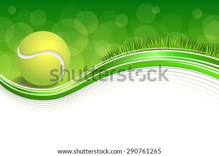 Background abstract green grass sport white tennis yellow ball frame illustration vector