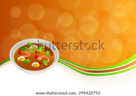 Abstract background food sea Thai soup red green yellow shrimp egg frame illustration vector