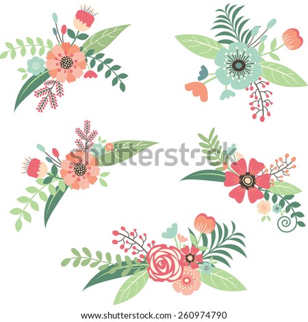 Wedding Flower Bouquet Set Stock Vector 260974790 : Shutterstock