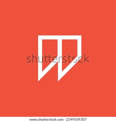 double quote or comma sign logo with sharp, sharp angles, orange background