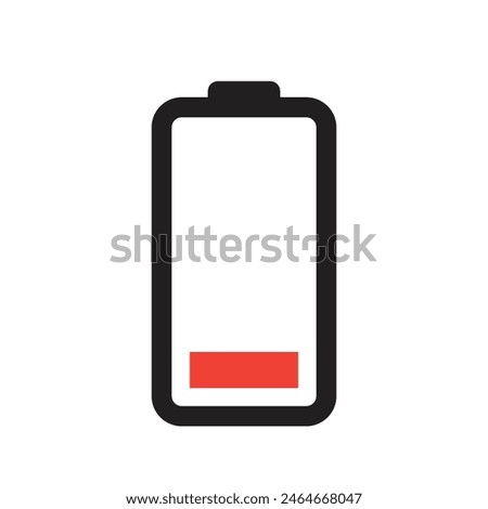 Vector battery icon. The low battery icon is red.