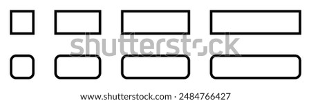 Set of simple black and white rounded rectangle icons, usable as buttons