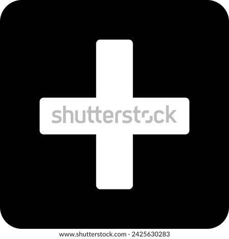 Medical Cross icon black and white flat vector illustration