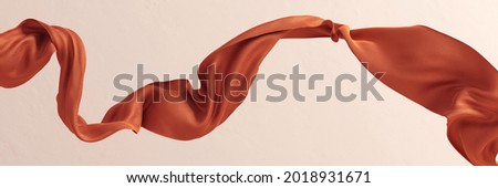 Sienna scarf in the wind, isolated dynamic fabric, fly cloth 3d rendering