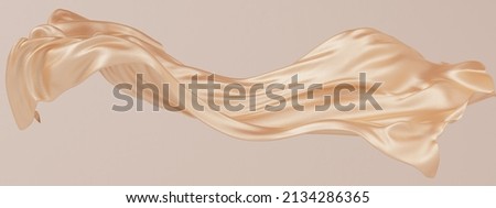 Gold silk fabric design element, 3d rendering golden cloth material flying in the wind Stock foto © 